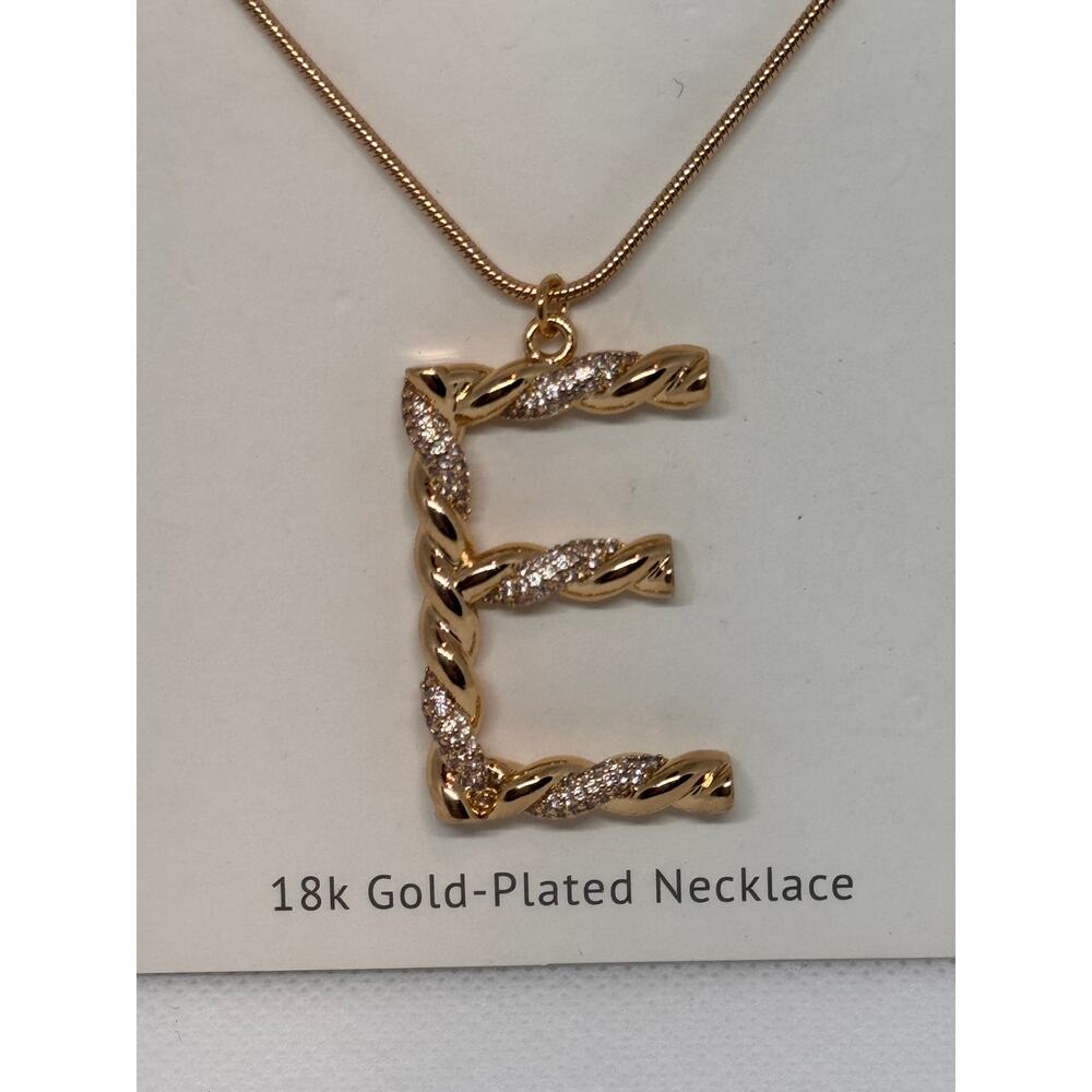 NEW ETTIKA ANTHROPOLOGY 18K Goldplated Twisted Crystal Initial Necklace E - Picture 3 of 6